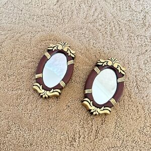 Vintage ItalianStyle Mini Oval Mirrors (Set of 2) – Ornate Gold & Mahogany Look